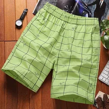 Мужские шорты для плавания клетчатые полосатые пляжные шорты размера плюс эластичный карман на молнии Плиссированные Свободные повседневные Прямые поставки#0513