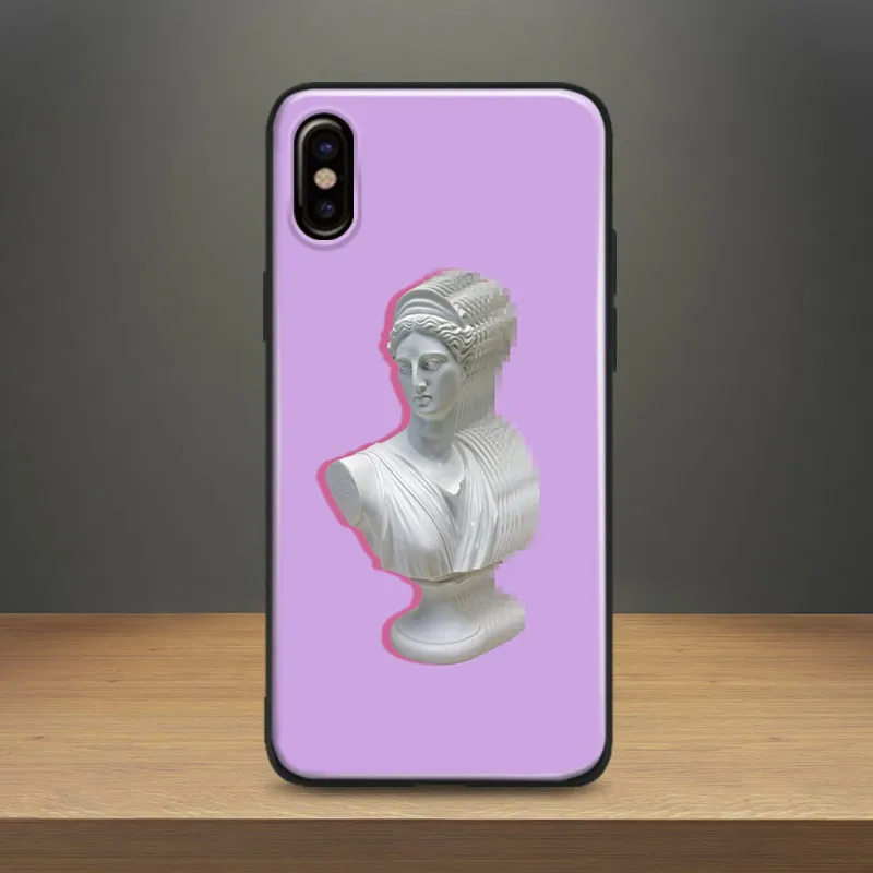 

Pink Aesthetic Gypsum Plaster statue Soft Silicone Phone Case Cover For Apple iPhone 5 5s Se 6 6s 7 8 Plus X XR XS MAX