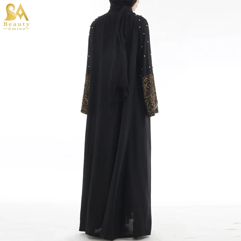 Caidigan Black Robe модный мусульманский халат для взрослых вышитый бисером