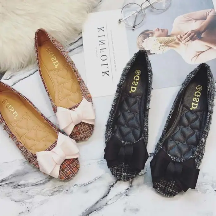 Женская обувь на плоской подошве с бантом Мокасины двойным espadrilles женские лоферы