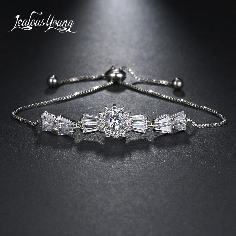 Рождественский подарок; Новинка вентилятор Форма AAA CZ Ziron камень звено цепи браслет Для женщин Прозрачный кристаллический цветок Шарм браслет AB128