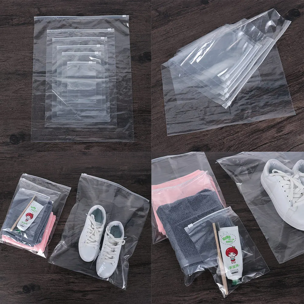 5 шт. портативный прозрачный самоуплотняющийся пластиковый ткань для упаковки дорожный мешочек для хранения водонепроницаемый мешок на молнии обувь для путешествий