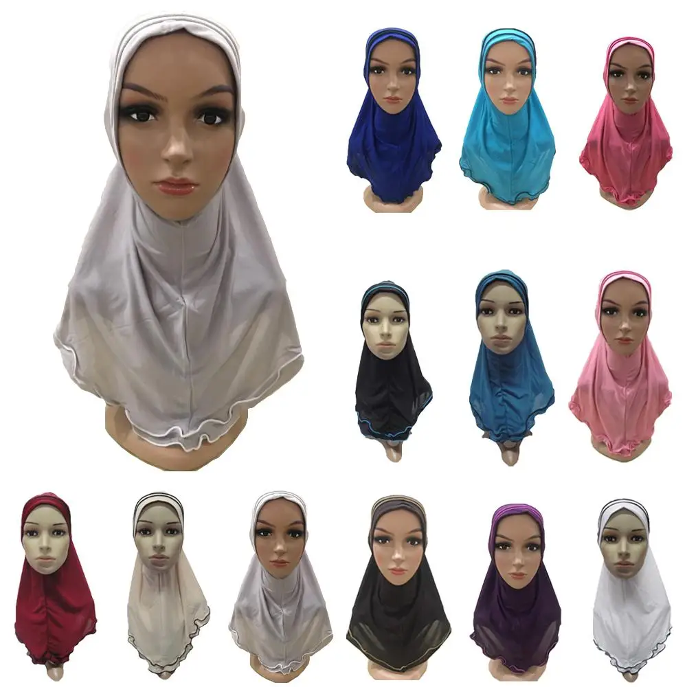 Muslim Women Floral Beaded Hijab Amira Head Full Cover Wrap Scarf Islamic Hats 