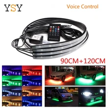 4 шт., высокоинтенсивный светодиодный светильник для подсвечивания днища автомобиля, светодиодный светильник knight rider, RGB цвета, светильник для бега 90 см+ 120 см