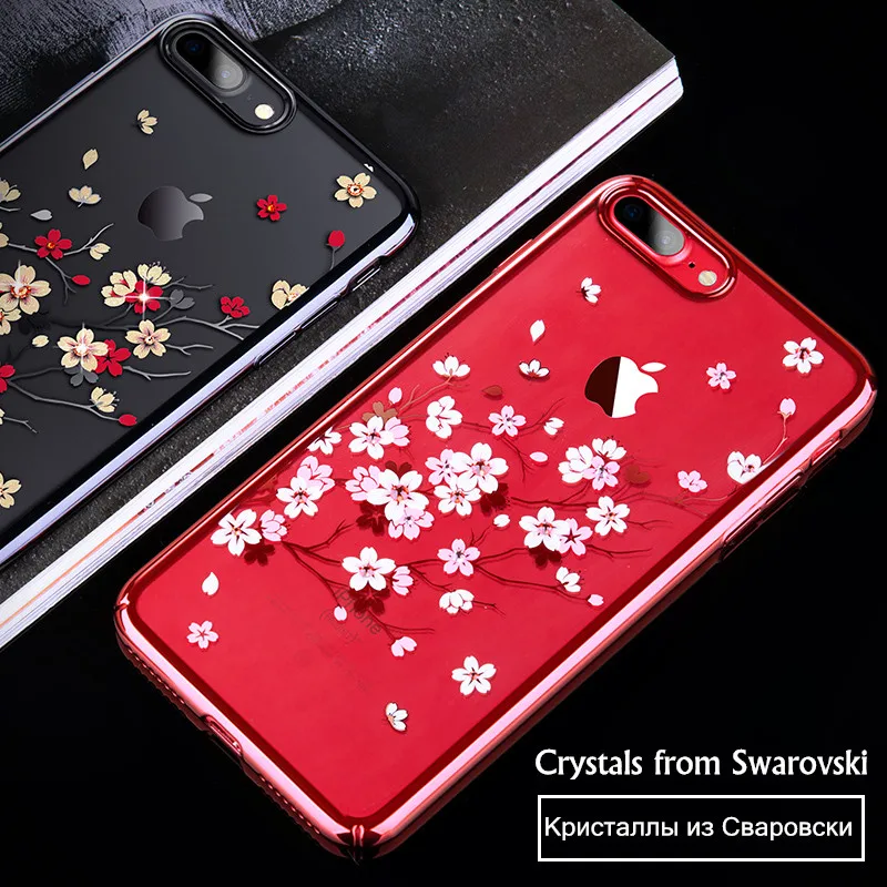 KINGXBAR чехол для iPhone 8 7 Plus X Чехол Элитный бренд крышка цветок горный хрусталь алмаз
