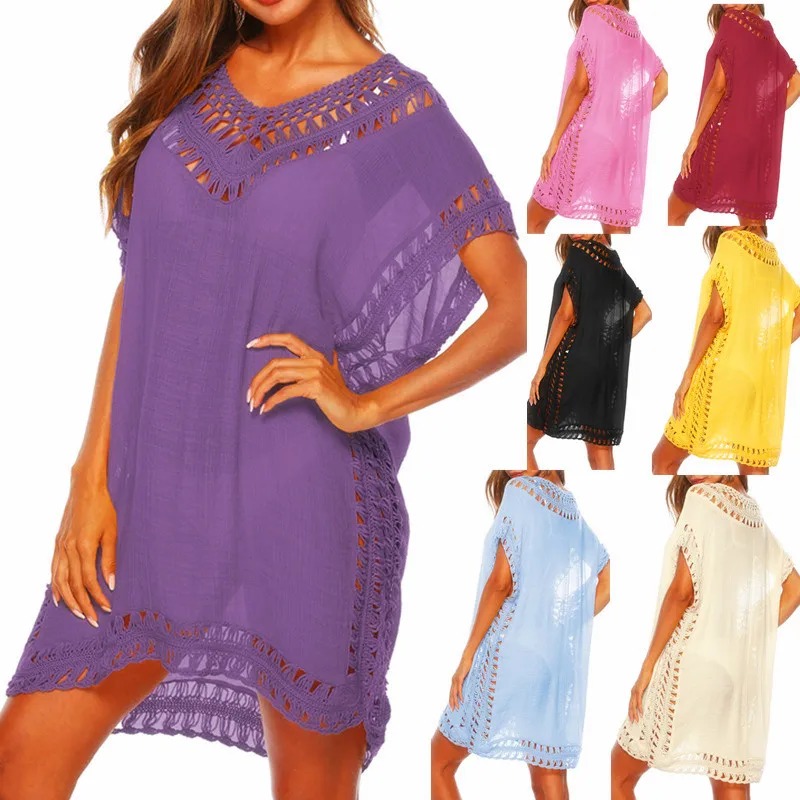 Bkning Blue Kaftan Beach Dress Women Cover-Ups 2019 Summer Black Swimsuit Cover Up V-neck Party Dresses Pareo Beach Wear 9 Color
