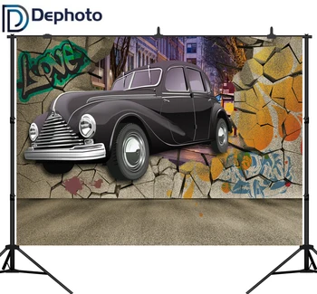 

DePhoto 3D Graffiti Walls Car Photography Backgrounds Vinyl Custom Camera Photographic Backdrops For Photo Studio