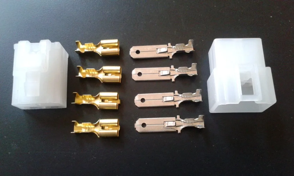 

6.3MM 4 WAY PIN ELECTRICAL MULTI PLUG CONNECTOR TERMINAL BLOCK 10 Kits