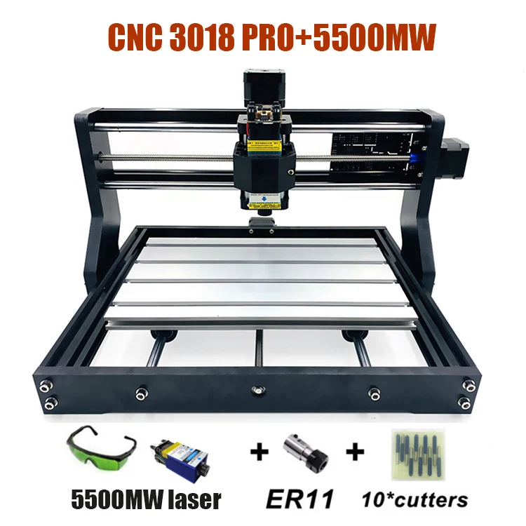 DIY фрезерный станок с ЧПУ 3018PRO 500 МВт/2500 мвт/5500 МВт 15 Вт лазерный гравер с GRBL - Цвет: with 5500mw laser