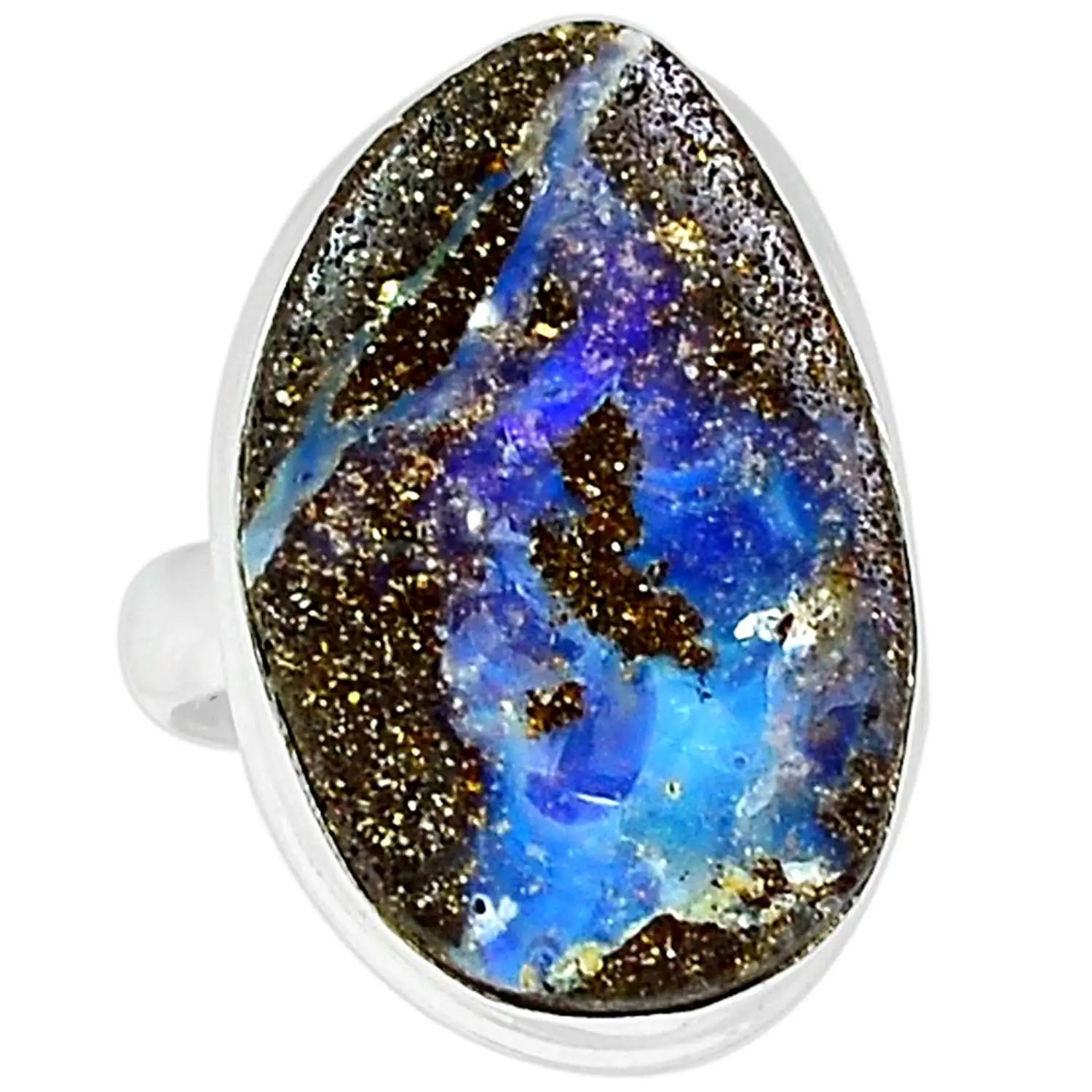 

Genuine BOULDER OPAL Ring 925 Sterling Silver Jewelry,USA Size :7.5, MHBAR3685