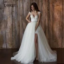Vintage Lace Wedding Dresses With Detachable Skirt Sweetheart Backless Short Front Long Back Bridal Gown Robe de mariage 2017