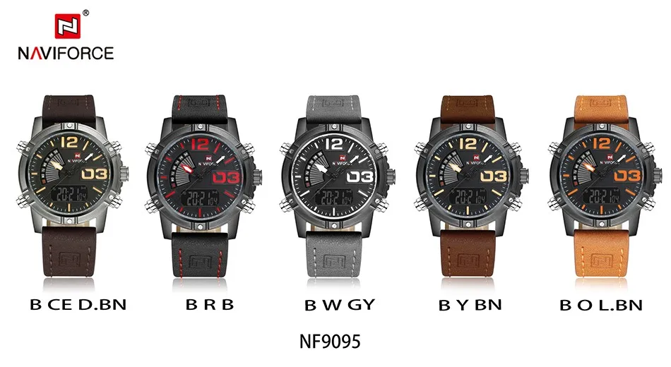 Роскошный бренд NAVIFORCE мужские кожаные военные часы Мужские кварцевые аналоговые светодиодные цифровые спортивные наручные часы relogio masculino