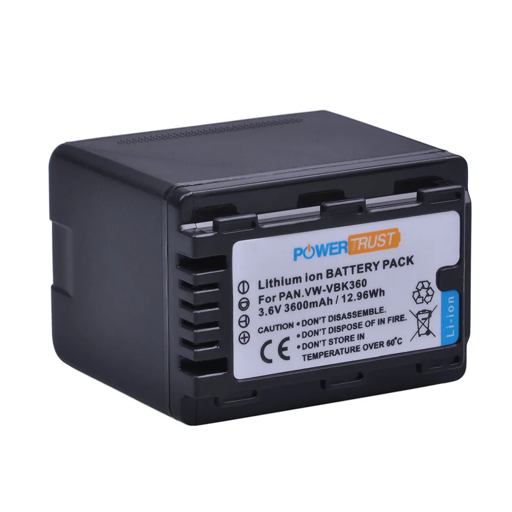 Аккумулятор PowerTrust для Panasonic 1 шт. 3600 мА/ч VW VBK360 батарея SD40 SD60 SD80 SDX1 HS60 HS80 H85 H95 sdx