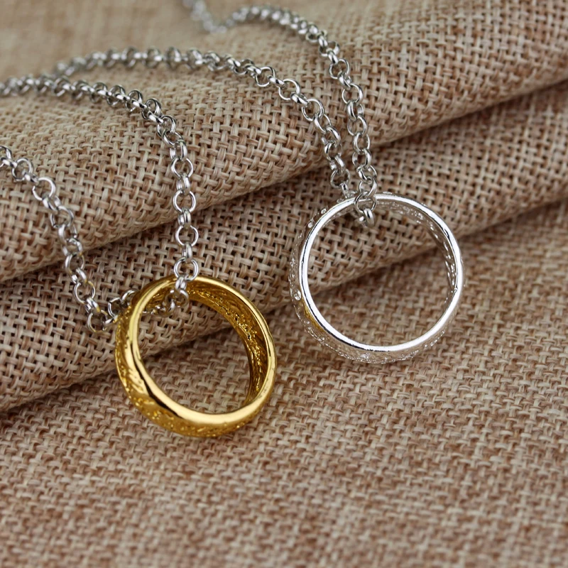 

Movie Ring Circle Lariat Pendant Necklace 50CM Gold Silver Lord of the ri ngs Jewelry Fashion Casual Personality Women Men Gifts