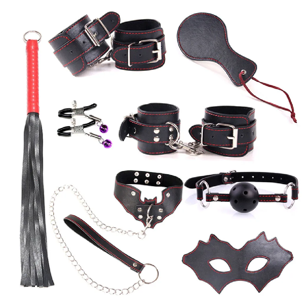 Манжеты для бондажа 8 частей взрослые наручники необычная игрушка ролевая повязки Фетиш сдерживающий SM Целомудрие ремень женский 19Apr. 3 P35