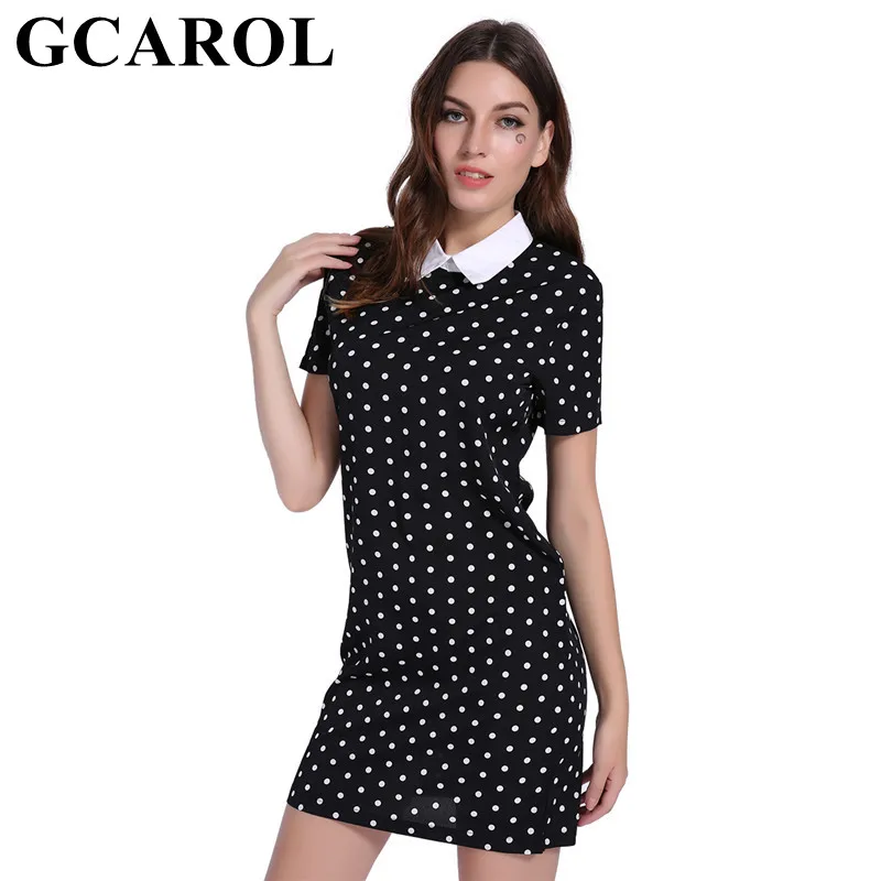 

GCAROL New Collection Women Polka Dot Chiffon Dress High Quality Peter Pan Collar Vintage Sweet Above Kneel Dress