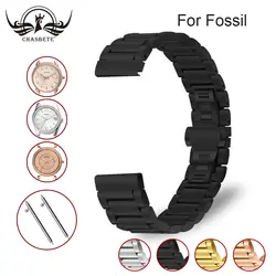 Нержавеющая сталь часы ремешок для Fossil 16 мм 18 мм 20 мм 22 мм Quick Release + бабочка металлической пряжкой ремень петли на запястье браслет