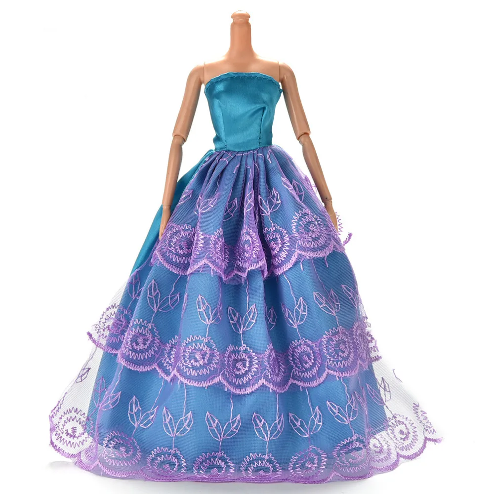 Hot Sale 7 Colors Available High Quality Handmake Wedding Princess Dress Elegant Clothing Gown For for Barbie Doll Dresses