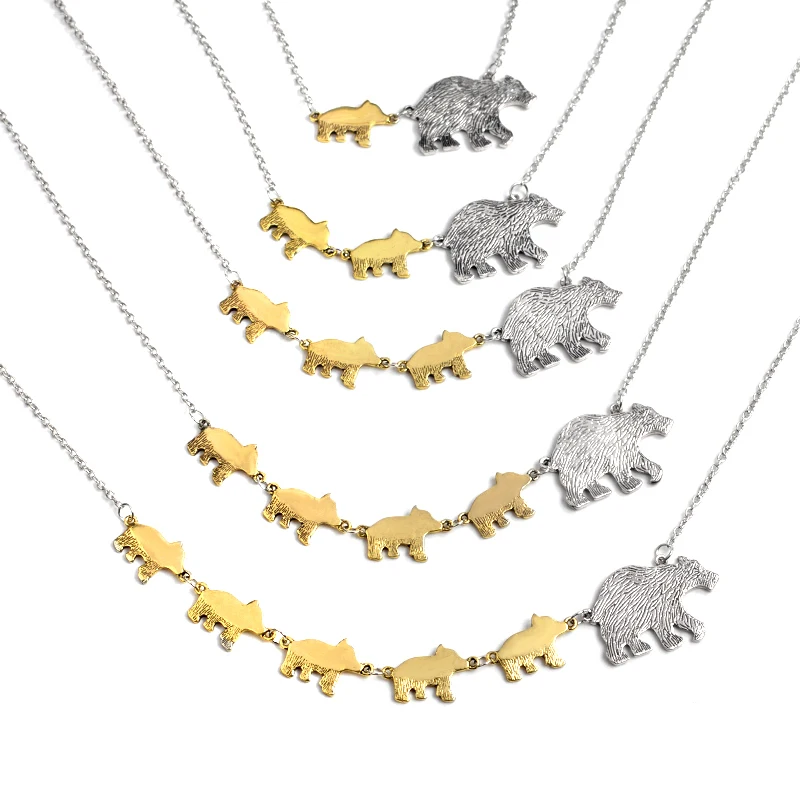

Charm "Mother Bear And Bear Baby"Bear Necklace Women Mother Bear and 1-5 Baby Bear Pendant Necklace Mother's Day Family Jewelry