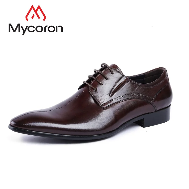 MYCORON 2019 Роскошные дизайнеры реальные мужской строгий деловой сапоги и ботинки