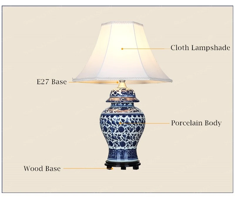 GZMJ арт деко фарфоровая настольная лампа в китайском стиле E27 Базовый держатель керамическая настольная лампа для спальни/гостиной светодиодный настольные лампы