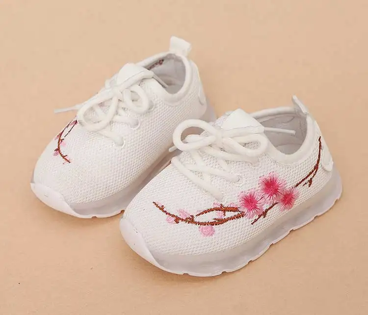 Kids sneakers 2019 new breathable solid mesh girls & boys casual shoes lighted floral children shoes lace-up sneakers (13)