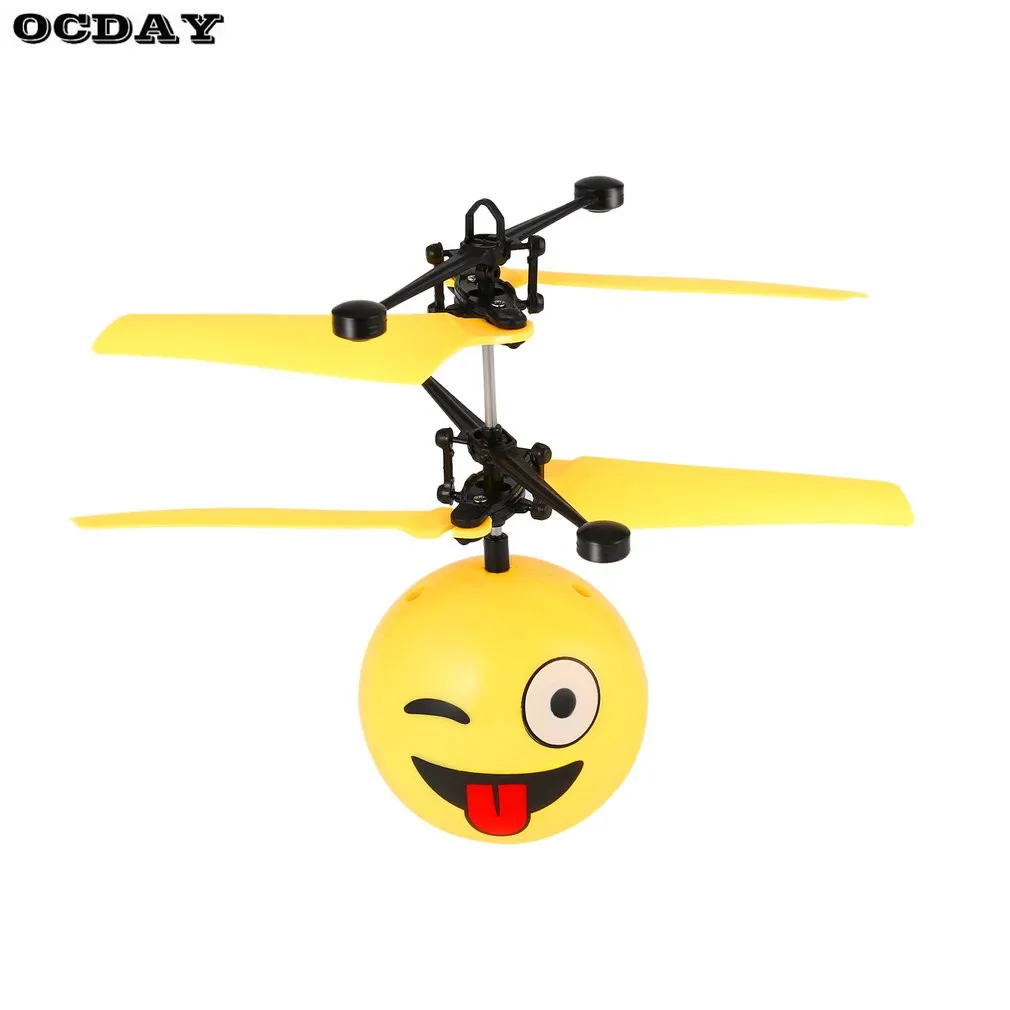 Colorful LED Flashing Flying Ball Helicopter Toys Infrared Induction Flash Disco RC emoji Magic DIY Ball