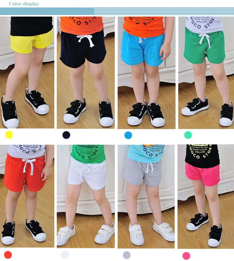 Летние шорты для девочек детская одежда хлопковые шорты ярких цветов модные штаны для малышей летние пляжные шорты для мальчиков