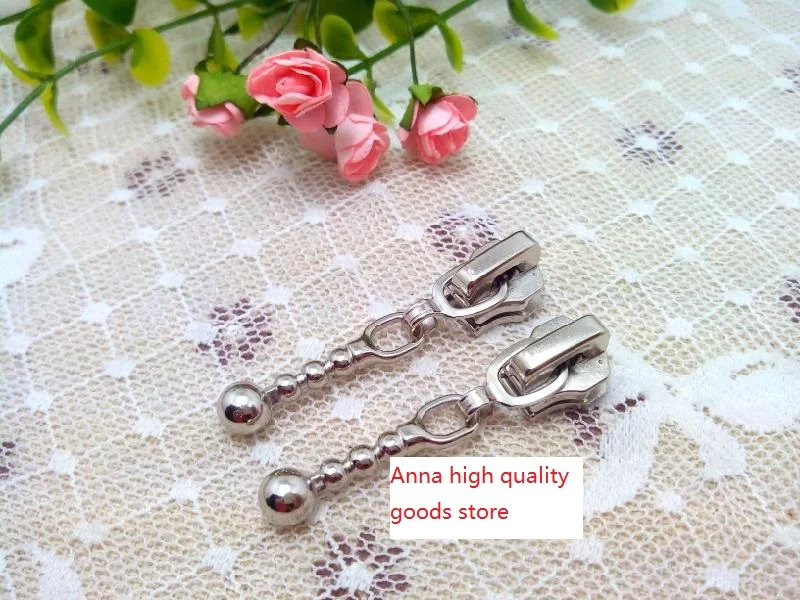 

Бесплатная доставка, 10 шт./лот, 5 # серебряные металлические сумки на молнии для одежды, головка на молнии, аксессуары на молнии