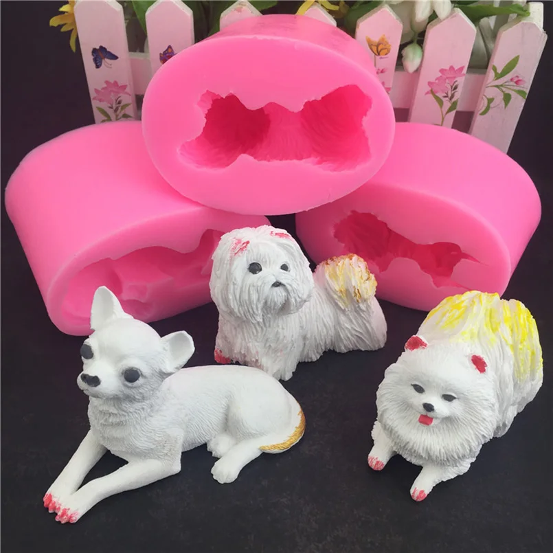 

1 Pc Cute Dog Silicone Mold 3D Chihuahua Pomeranian Shape Cake Moulds Sugarcraft DIY Chocolate Mousse Mold Pastry Baking Tools