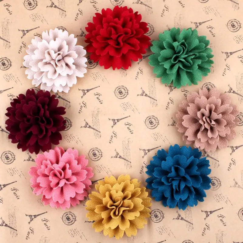 

(30pcs/lot)3.8" 9 Colors New Arrived Fabric Flower For Kids High Qulity Blossom Scalloped Flower Accessories For Headband