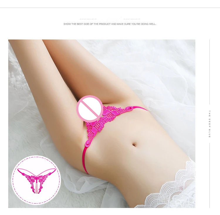 Women Crotchless Panties Low Waist Embroidery Thong With Beads Female Sexy Erotic Panties G Strings Women Briefs Open Crotch 29 (9)