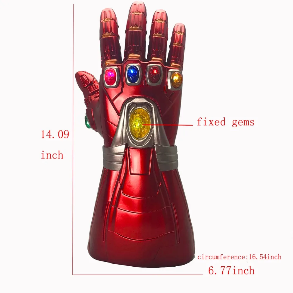 Yacn Infinity Gauntlet Железный человек перчатка костюм рука Тони Старк Косплей ПВХ перчатки с реальным лазерным светильник