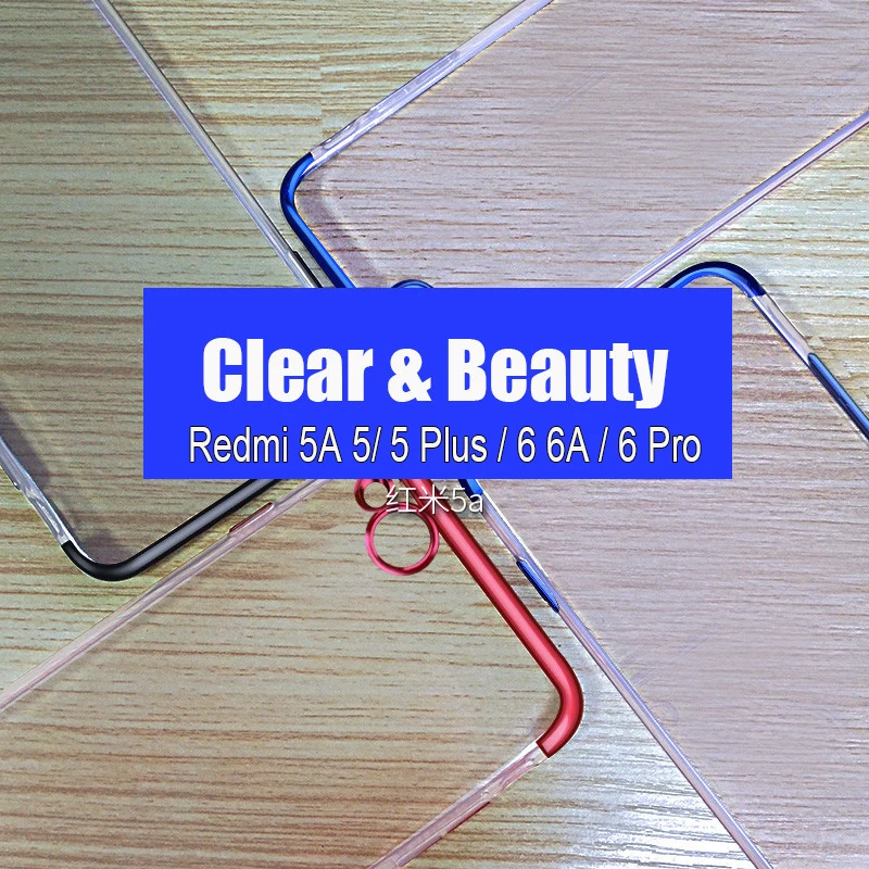 

WeeYRN Transparent Plating Soft TPU Case Xiaomi Redmi 6 6A 6 Pro Funda Phone Case Xiaomi Redmi 5 5 Plus 5A Silicone thin Cover