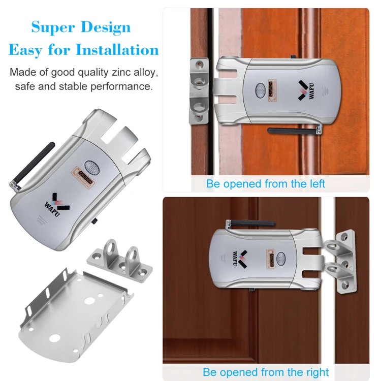 WAFU Electronic Intelligent Magnetic Door Lock with Remote Controllers, Smart Keyless Home Entry Door Lock WF-008 + 4 Keys