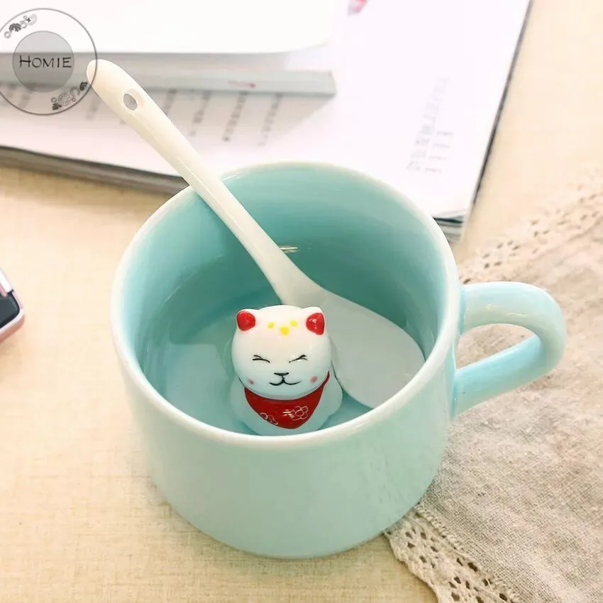 HOMIE Hot animal Cat Pink cute cartoon Creative Glass Mugs Cartoon Coffee Milk Mugs Cup Double Layer Glass Tea Cup For Girl Gifts 10