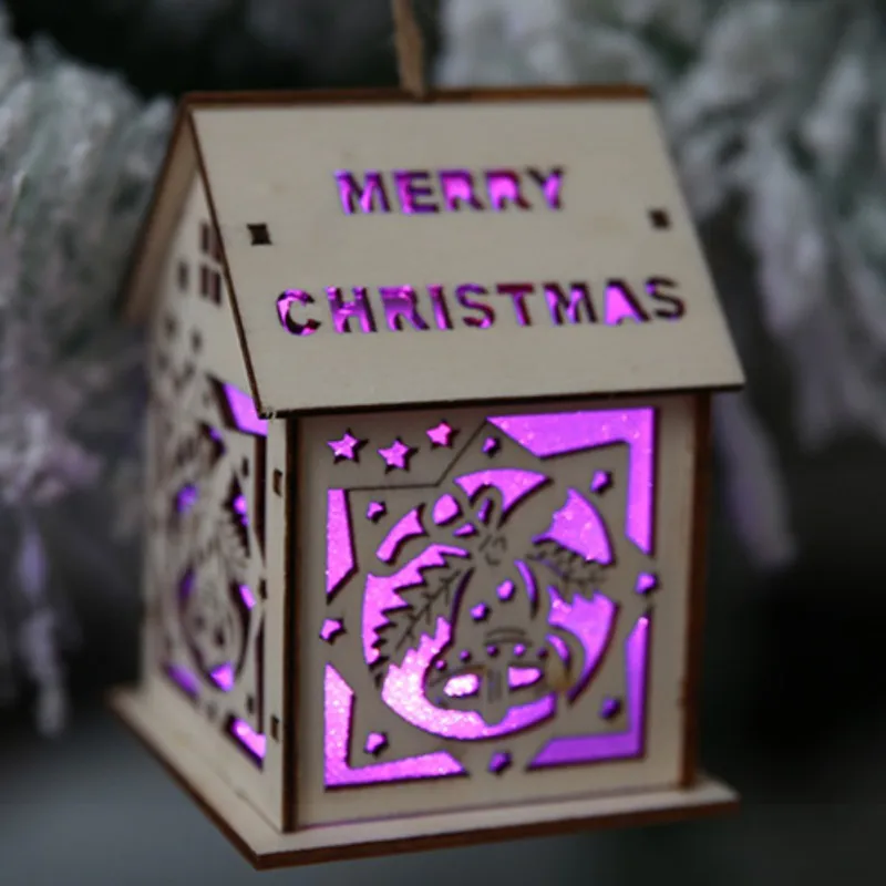 Фестиваль светодио дный светодиодный свет деревянный дом 2019 Merry Рождественский подарок Рождественская елка украшения каплевидные