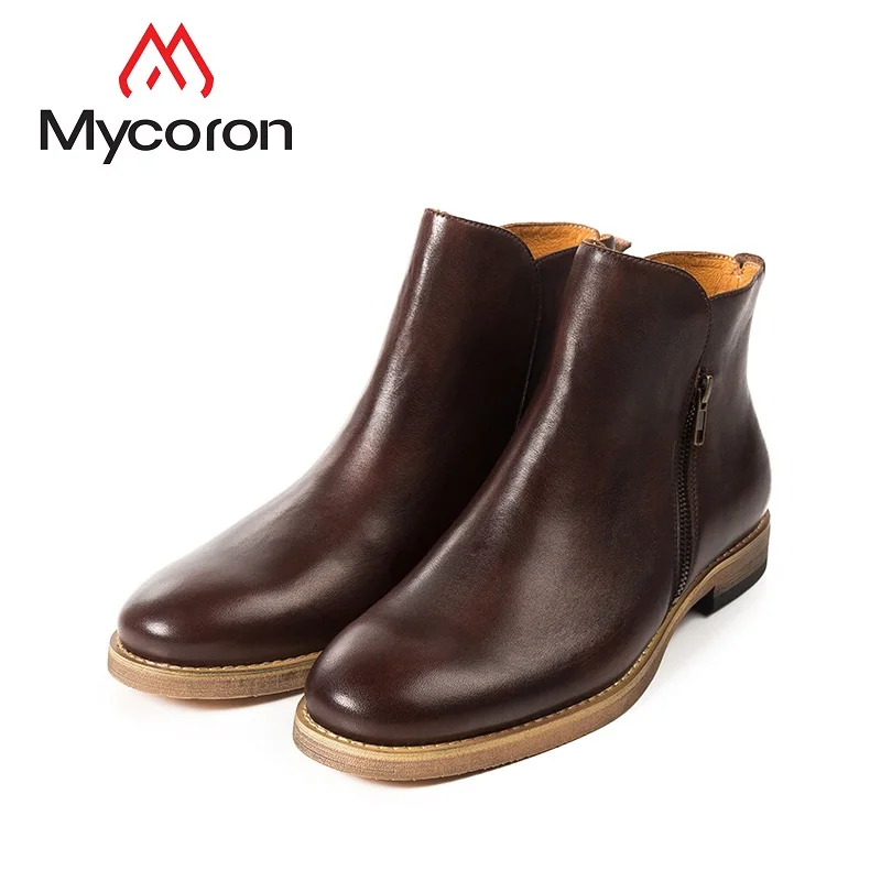 marrom cinza Ankle Coffee Botas Escuro Zipper Produto Borracha Chelsea Zapatos Mycoron De Boots Moda Conforto Casual Homens Impermeáveis Hombre Luxo Marrom H7wgU1