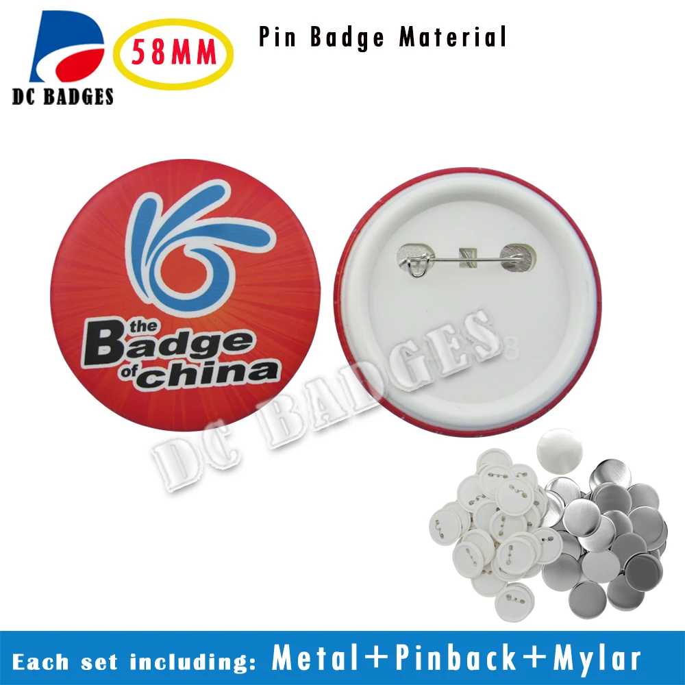 

Free Shipping 2000sets plastic Blank Pin Button Badge Parts of 58mm (2 1/4")