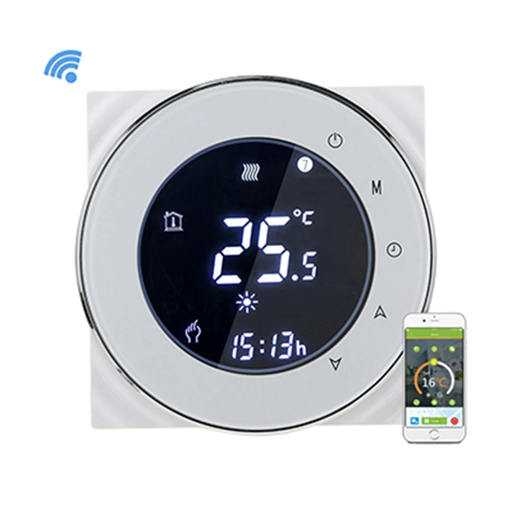 

WiFi Thermostat Control Negative LCD Touch Screen Programing Electric Heating Temperature Controller NTC Sensor 16A AC95V-240V