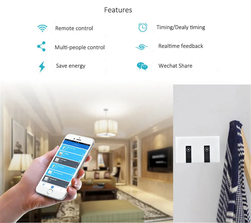 Ewelink приложение Wifi Пульт дистанционного управления Переключатель 1/2/3/4 банды сенсорный настенный светильник переключатель закаленное стекло панель работа с Alexa, Google Home
