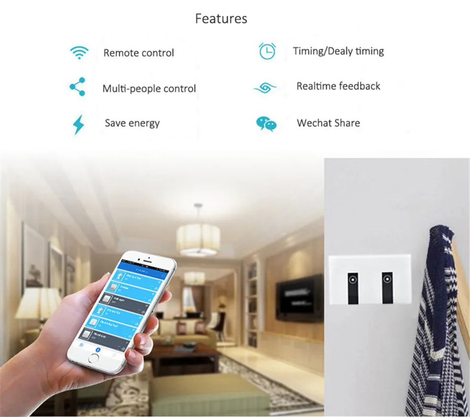 Ewelink US Type 1 gang 1 way wall light switch, touch control panel, wifi remote control via smart phone,work with Alexa Ewelink-12