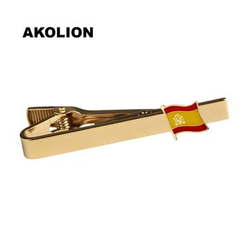 

Tie Clip Spain Country Flag Metal Tie Pin Bar Clasp Clip Accessories For Men's Suit Wedding Gift 10pcs KS-0190