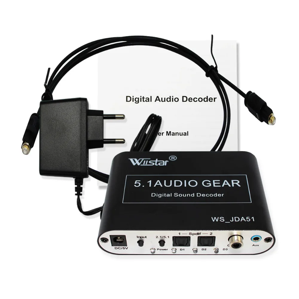 Wiistar 5,1 цифровой аудиодекодер SPDIF коаксиальный RCA DTS AC3 до 5,1 аналоговый декодер преобразователь RCA выходной адаптер объемного звучания