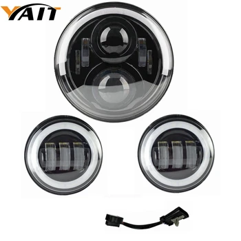 

Yait 7 Inch Led Round Headlight and 4.5 Inch Matching Passing Lamps Fog Lights for Motorcycles