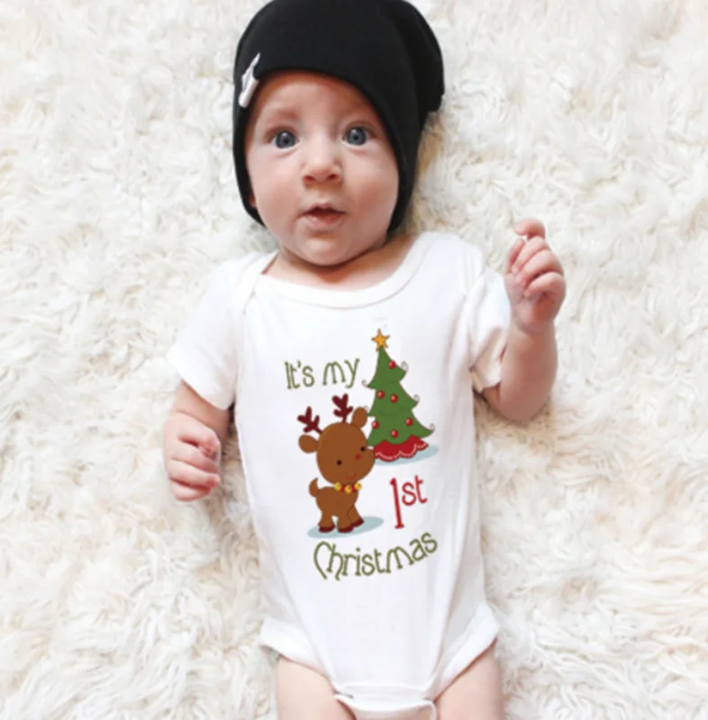 Комбинезон для малышей Рождественский Одежда для новорожденных; для маленьких мальчиков и девочек, с изображением "Олень" с изображением новогодней елки с длинными рукавами детский комбинезон одежда для детей
