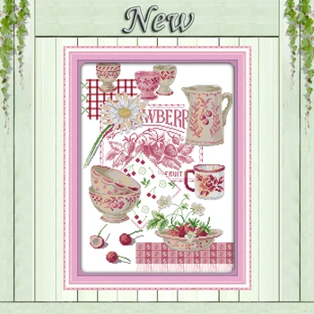 

Colorful fruit tableware 11CT Counted printed on Canvas DMC 14CT Cross Stitch Embroidery kit DIY Needlework Set Home wall Decor
