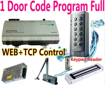 

1 Door Web IP Controller Panel Board Kit Code Number Reader keypad Pin code rfid EM ID card reader+magnetic lock+door closer kit