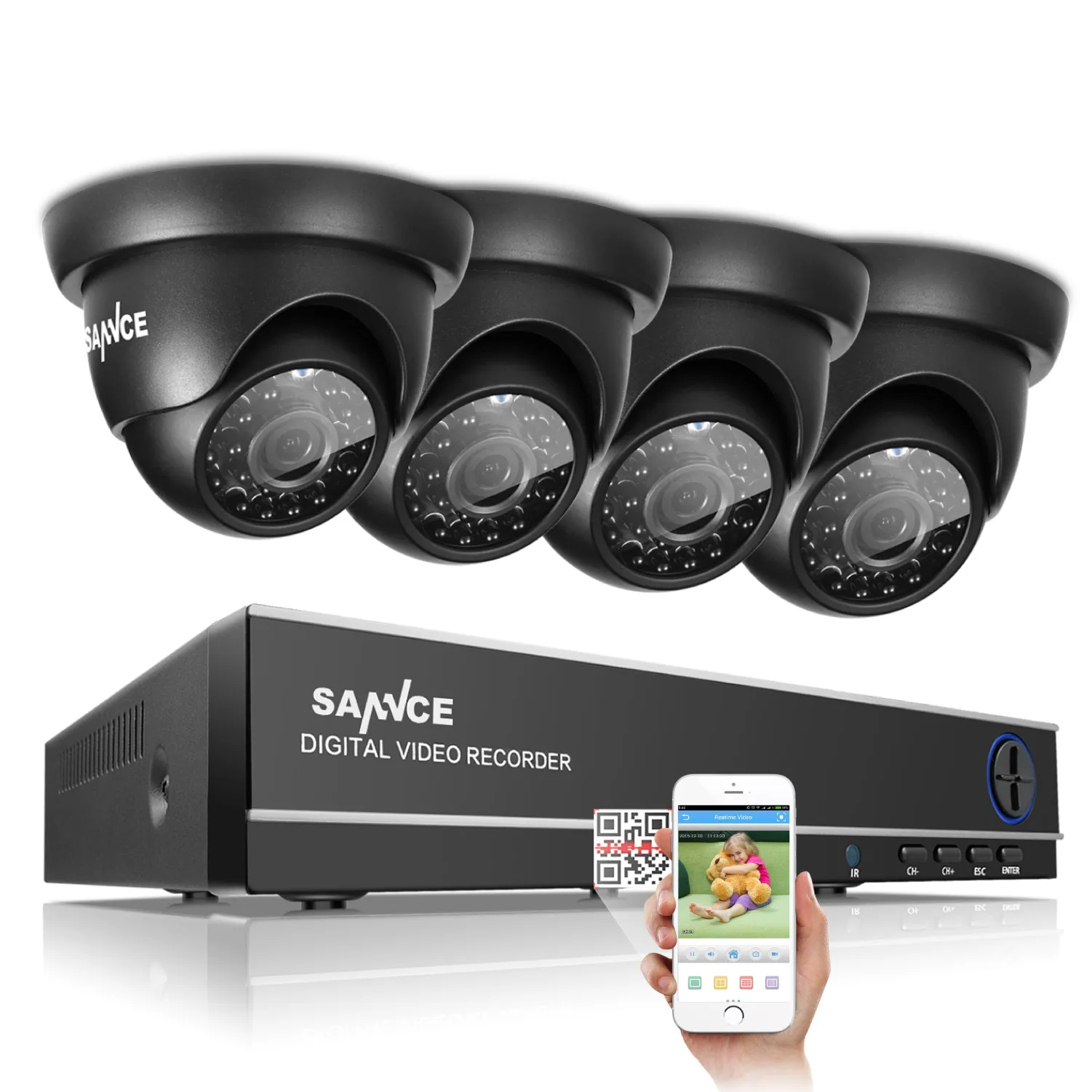 SANNCE 8CH 1080N TVI H.264 + DVR 720P наружная купольная CCTV видео система камер домашней