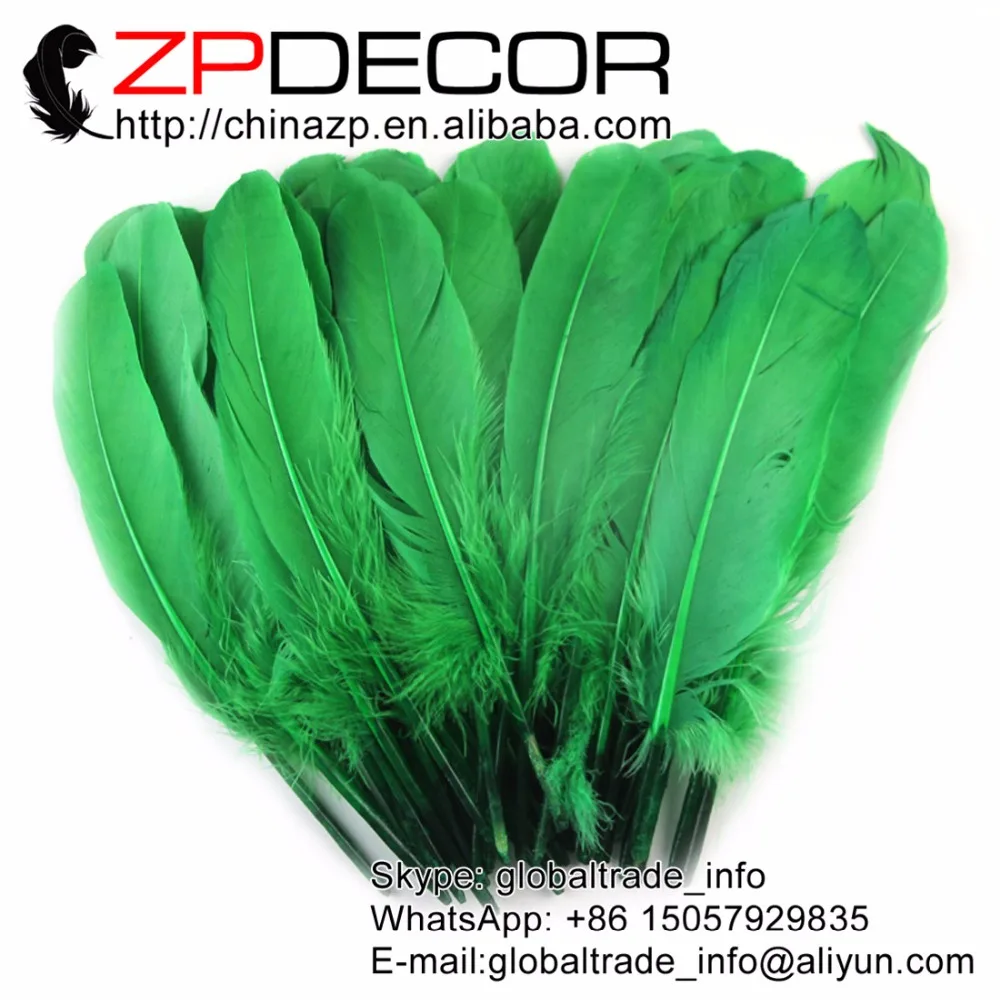 Zpdecoration перо 100 шт./лот ручной выбор Premuim качество KellyGREEN гусиные сатинеты свободные